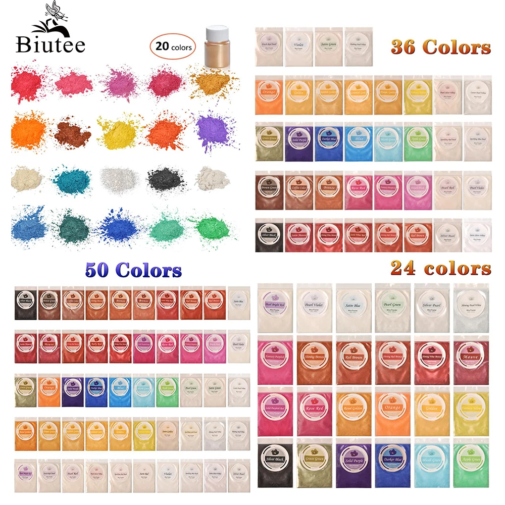 Biutee 32 цвета Слюда Порошок эпоксидная смола краситель жемчужный Пигмент