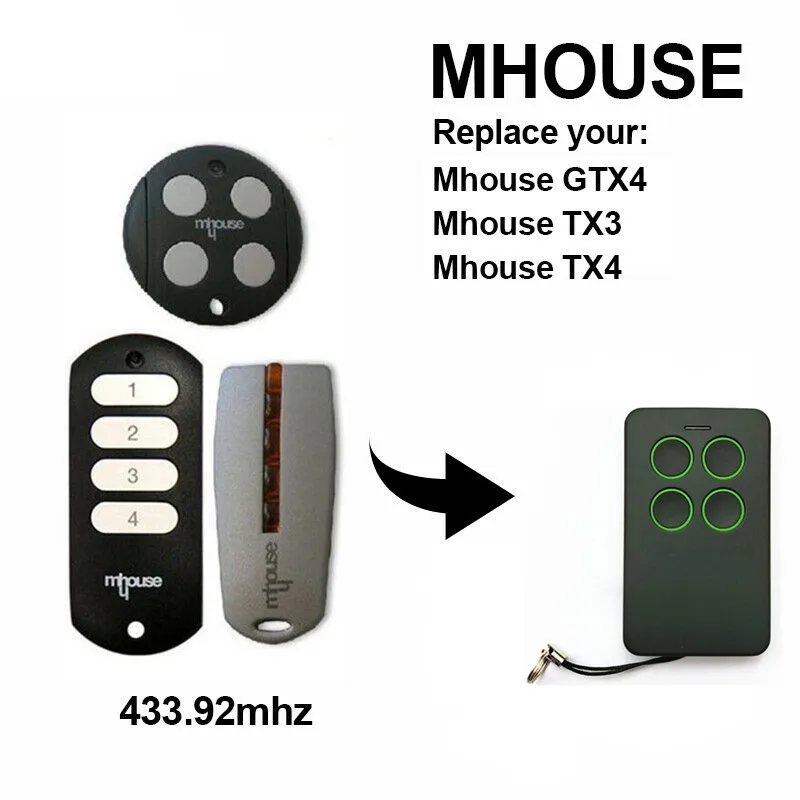Совместимый пульт дистанционного управления MHOUSE GTX4 GTX4C TX3 TX4 с изменяющимся кодом