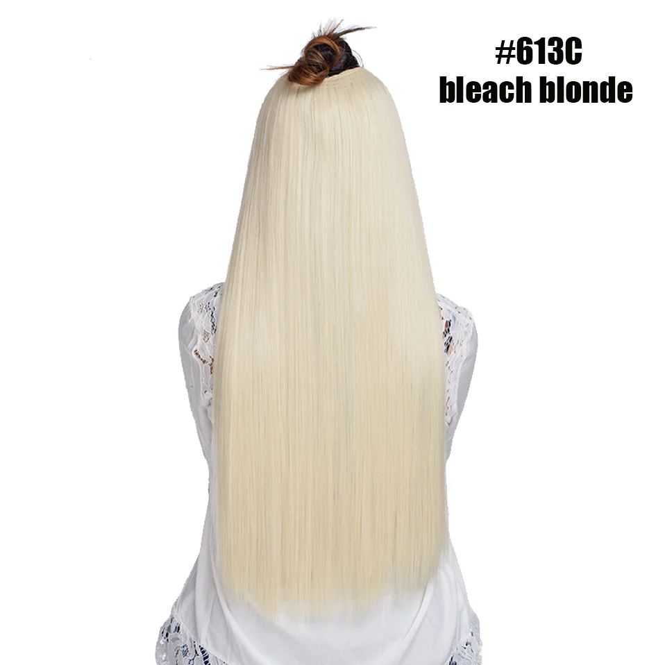 bleach blonde S-noilite, прямые u-части волосы для наращивания на заколках, 4 заколки в одном куске, синтетические волосы для наращивания, искусственные волосы для женщин - Цвет: bleach blonde