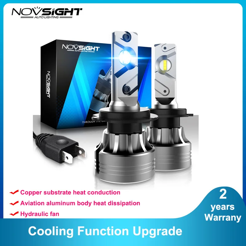 NOVSIGHT Car Headlight H7 LED H4 Hi/Lo H1 H3 H11 H13 9005 9006 9007 9012 80W 20000LM  6500K Auto Headlamp Light Bulbs No Noise