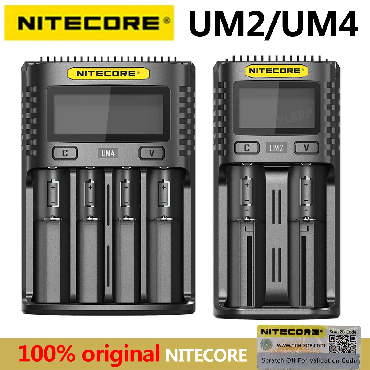 

100% Original Nitecore UM4 UM2 USB QC Battery Charger Intelligent Circuitry Global Insurance li-ion AA AAA 18650 21700 26650