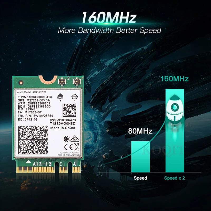 5374 Мбит/с WiFi 6E Intel AX210 Bluetooth 5 2 Беспроводная M.2 карта AX210NGW 4G/5 ГГц/6 ГГц 802.11ac/ax Wifi