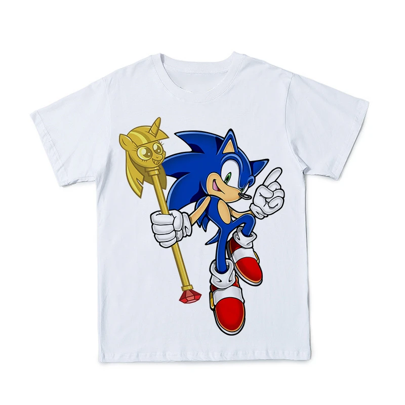 

3D Cartoon Anime Summer New Ultrasonic Blue Hedgehog Print Men's T-Shirt Fashionable Fun Cute Short Sleeve Top Can Be Customized
