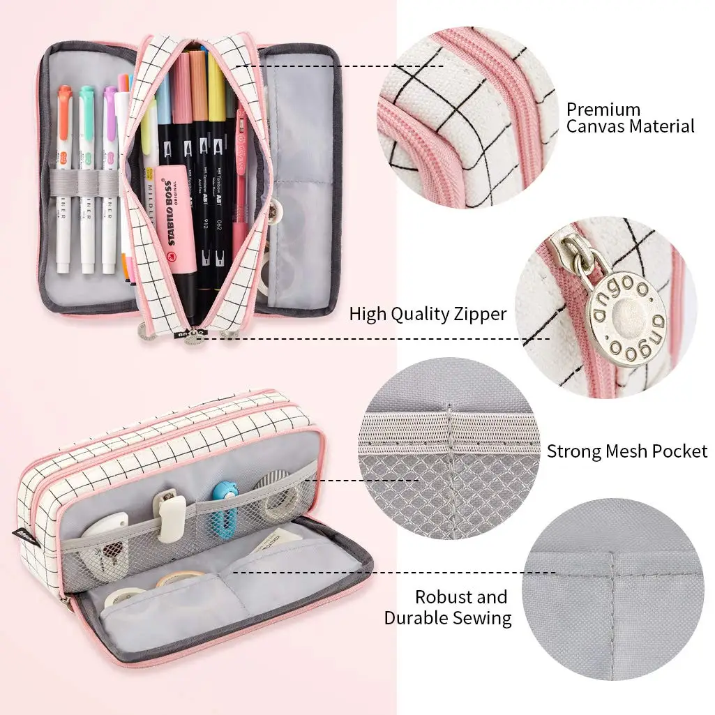 Милый тканевый чехол карандаш в клетку многослойный Большой Вместительный