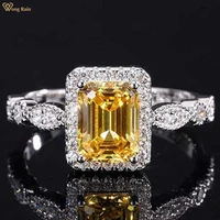 wong rain vintage 100 925 sterling silver emerald cut 68 mm citrine gemstone ring for women fine jewelry gift ring size 5 9