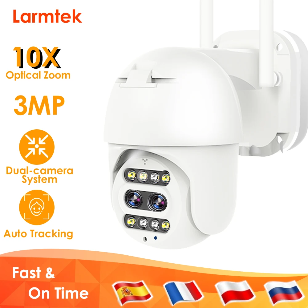 3MP IP Камера Wi Fi безопасности CCTV с двумя объективами Цвет Ночное видение 10x