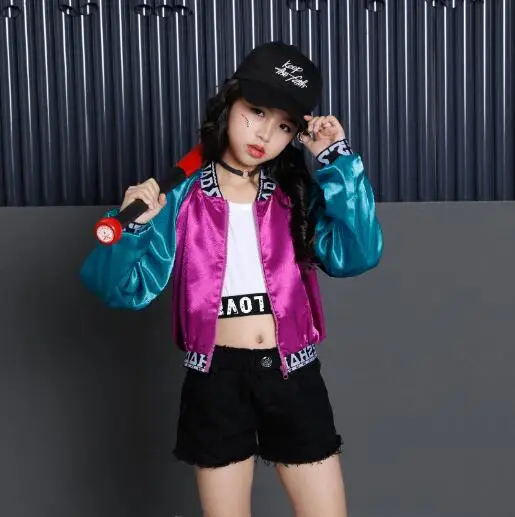 

Костюм джазовый в стиле хип-хоп для девочек, детский спортивный костюм для современных бальных танцев, детская одежда для девочек 6, 8, 12 лет