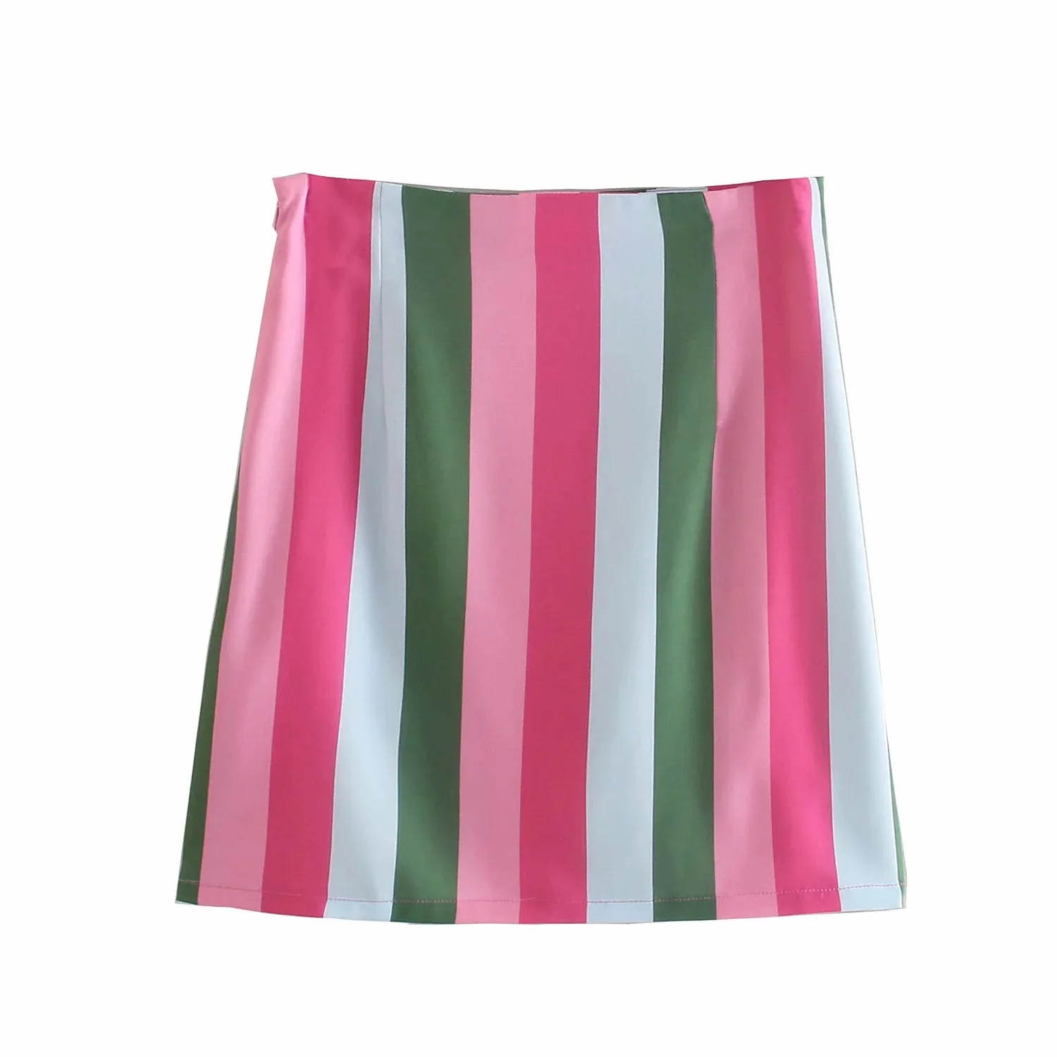 

Skirts Womens European and American Style Sexy Slim Rainbow Striped High Waist Tight Fashion A- line Short Skirt