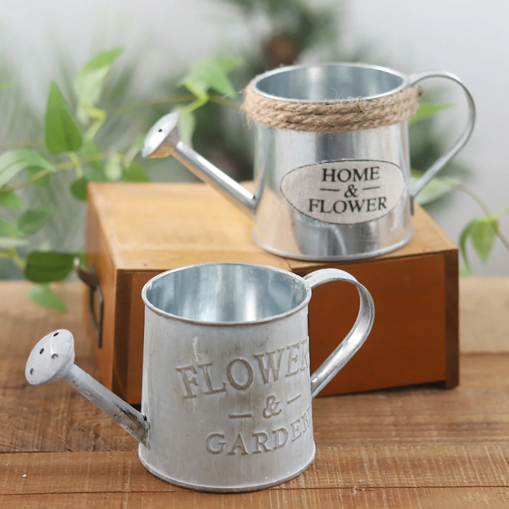 Новый Винтажный Металлический горшок ручной работы для полива цветов композиция