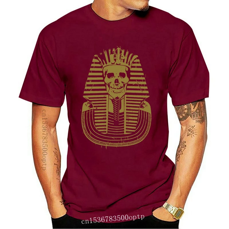 New Pharaoh Skull Mens T-Shirt Mummy Egypt Biker Tattoo Halloween Top Pharo Music(1)