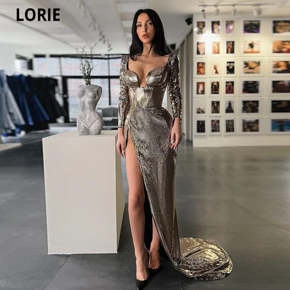 

LORIE Elegant Prom Dresses Sweetheart Long Sleeves High Split Christmas Gowns Women Formal Party Gowns Plus Size Robes De Soirée