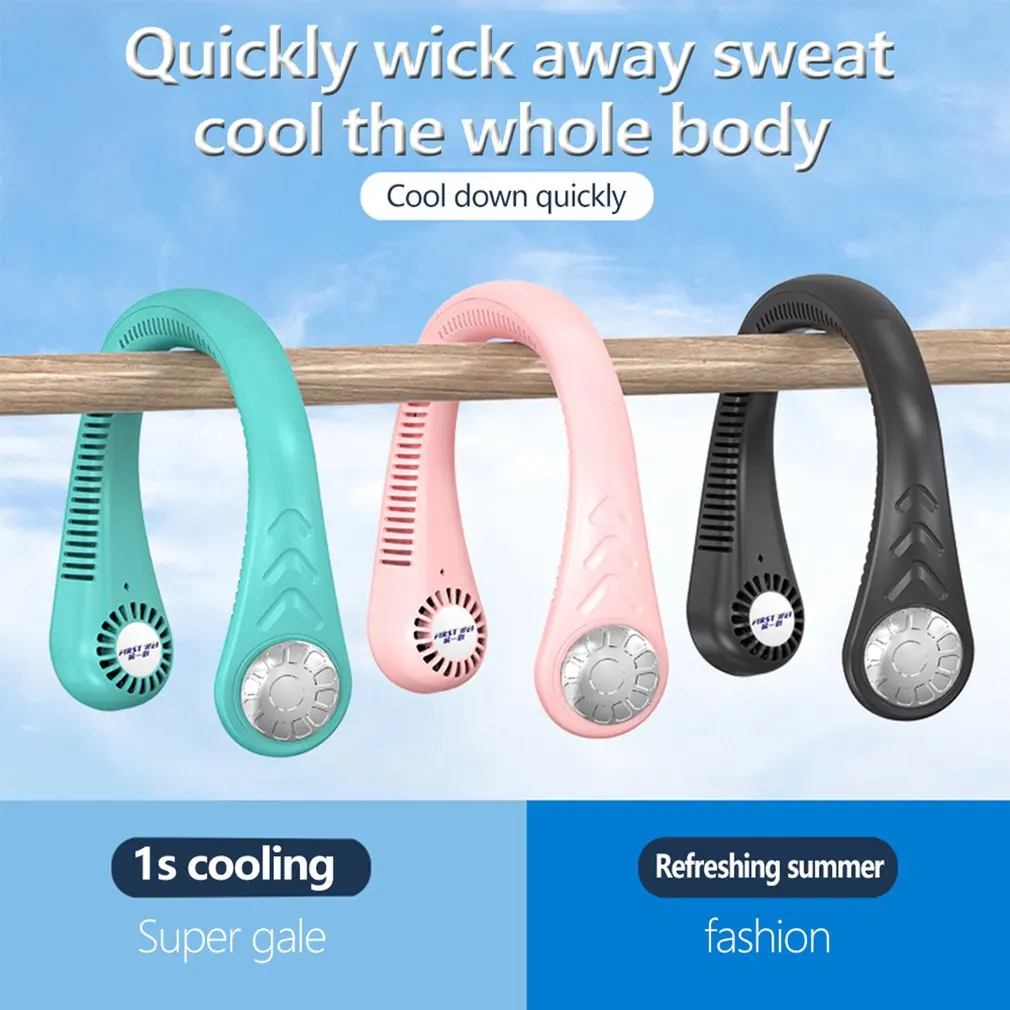 

YM-01 USB Mini Hanging Neck Fan Portable Leafless Small Fan Hanging Neck Lazy Ultra-quiet Electric Fan Built-in Battery