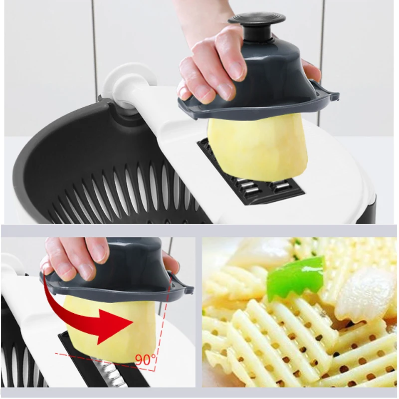 Многофункциональная ручная овощерезка вращающаяся терка для овощей со сливной