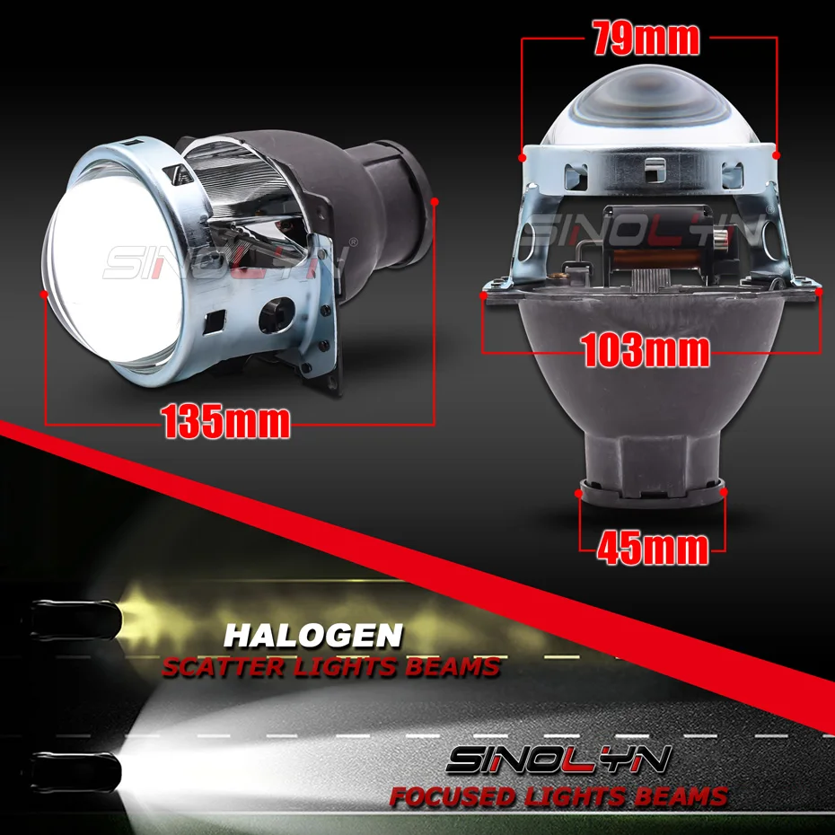 Биксеноновые прожекторы Sinolyn Koito H11 Светодиодный/HID металлические линзы 3 дюйма Q5