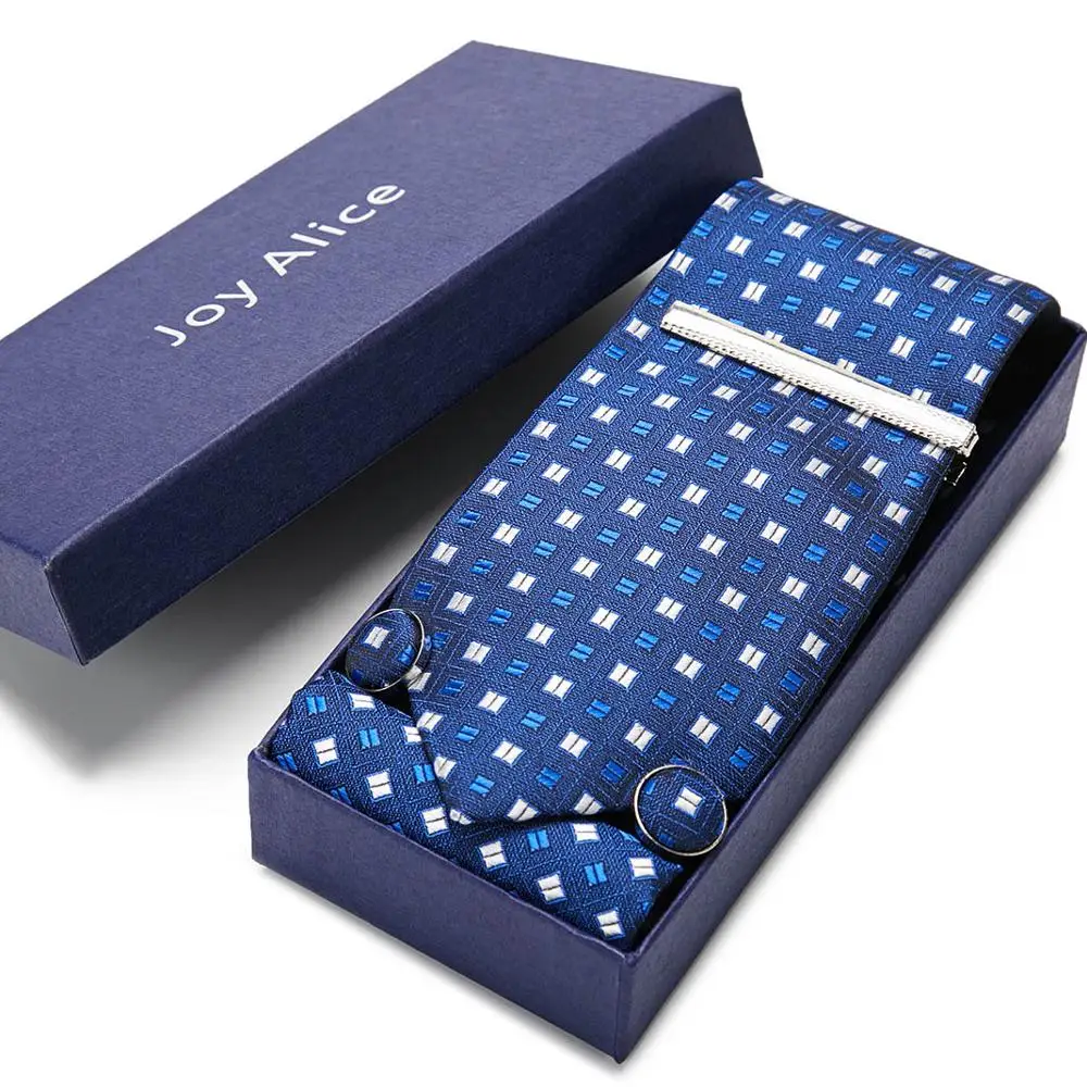 Новый Gif синий ящик на заказ Персонализированные мужские s галстуки Запонки