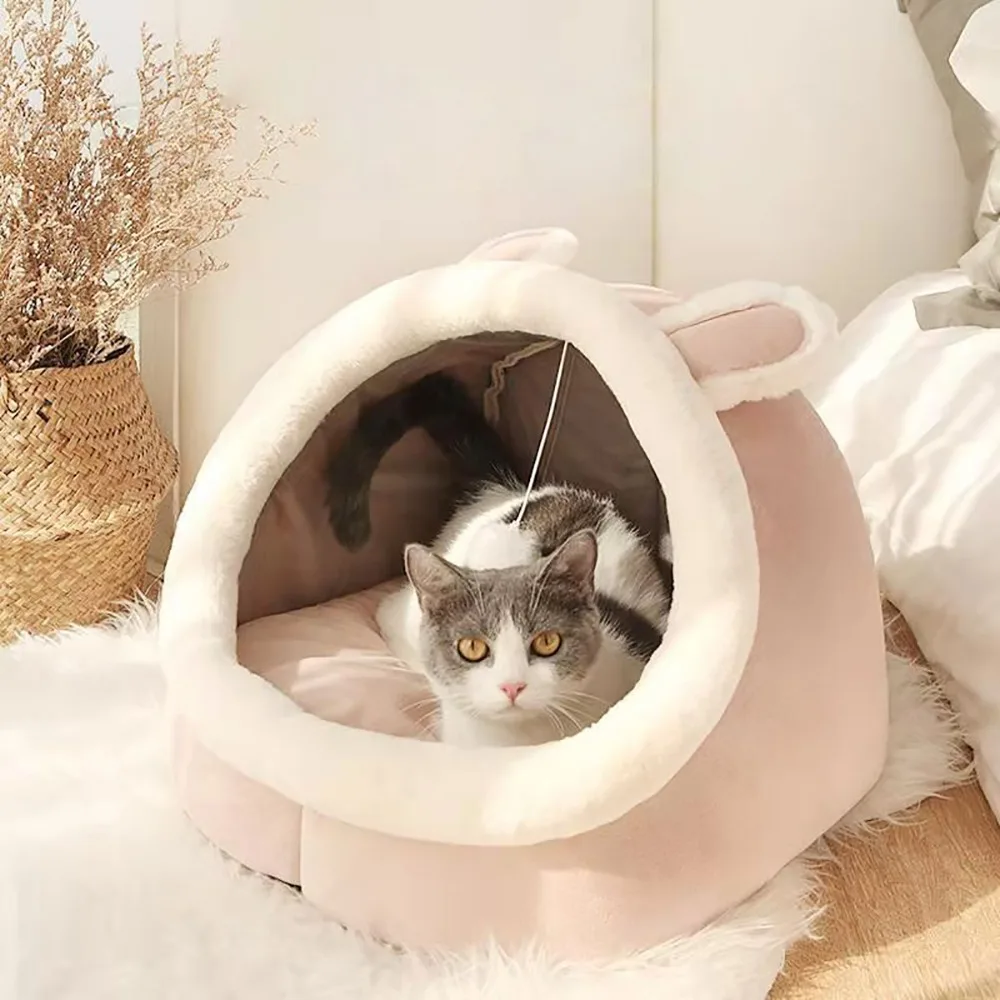 

Cushion Cat Bed Warm Pet Basket Cozy Kitten Lounger Cushion Cat House Tent Soft Dog Mat Bag For Washable Beds For Washable Cave