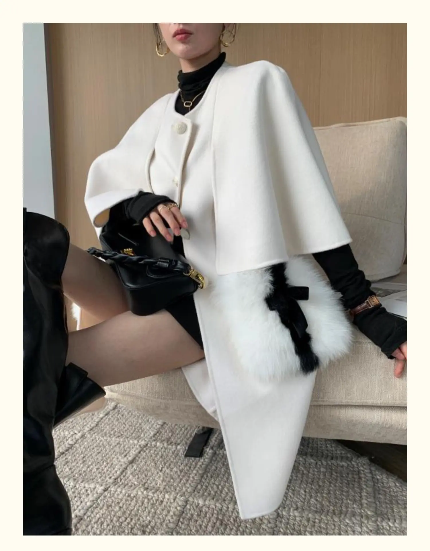 

Роскошное пончо из натурального меха ягненка в европейском французском стиле, пальто оверсайз, изумительный внешний вид, бежевые, черные винтажные меховые пальто d027