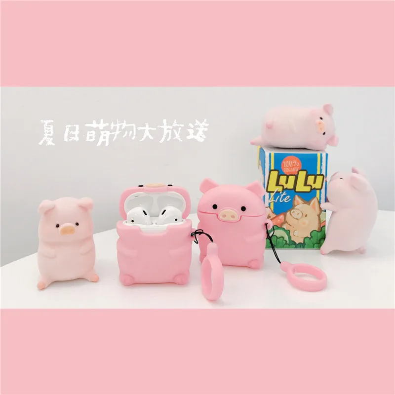 Чехол для AirPod 2 3D Mini Pink Pig мультяшный Мягкий силиконовый чехол наушников s Apple Airpods