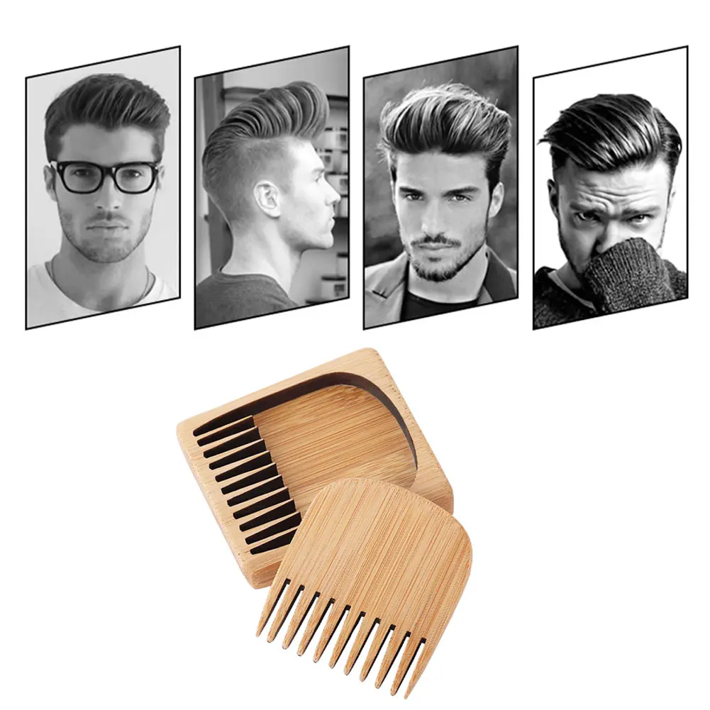 

Портативная деревянная расческа с большой задней головкой, деревянная расческа с широкими зубцами для массажа кожи головы, карманная расче...