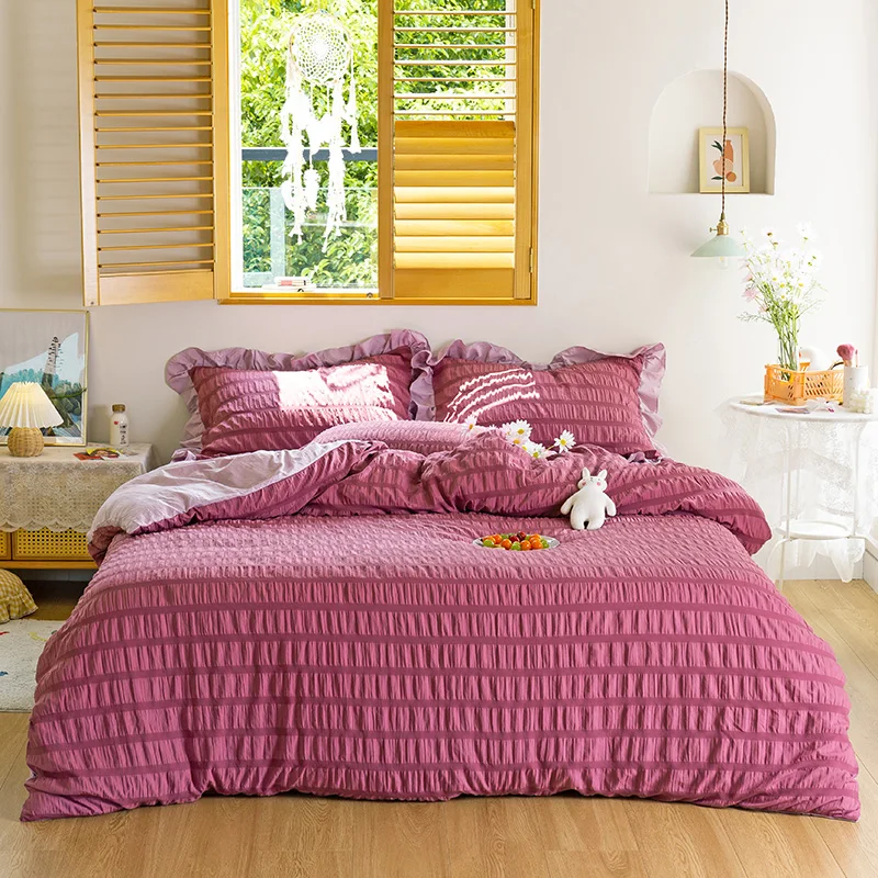 

В стиле принцессы постельное белье 3/4 шт в крепированную полоску постельное белье домашнее постельное белье для девочек постельное белье м...