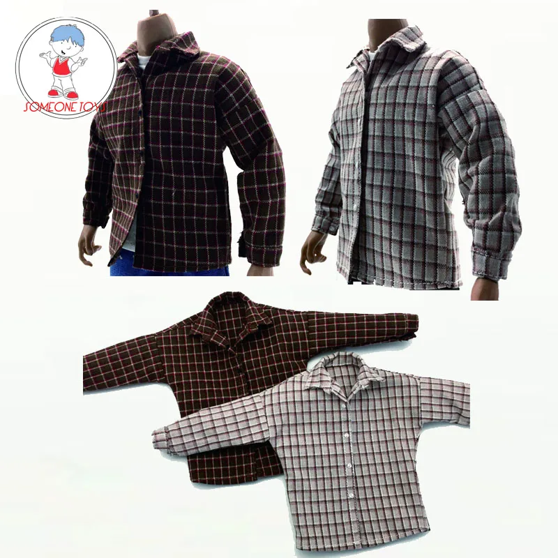 

1/6, Мужская фигурка солдата, клетчатая рубашка с длинным рукавом, пальто, одежда для фигурок тела 12 дюймов