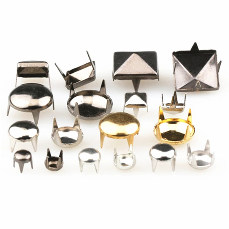 

100Pcs 6-12mm 4 Claw Rivets Square/Round Metal Spike Studs Pyramid Rivets For Leather Spikes On Clothes/Shoes/Bags/Belt Punk DIY