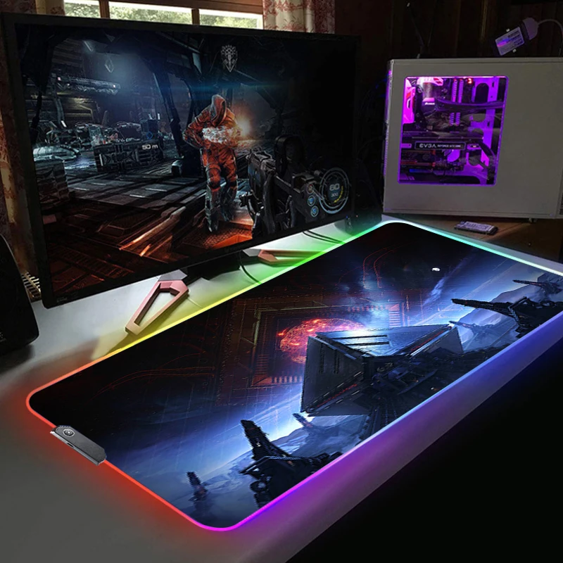 

Destiny 2 Mousepad Rgb Keyboard Pad Mouse Mat LED Gaming Accessories Pc Gamer Mause Pad Anime Mouse Mats Xxl Computer Desk Mice