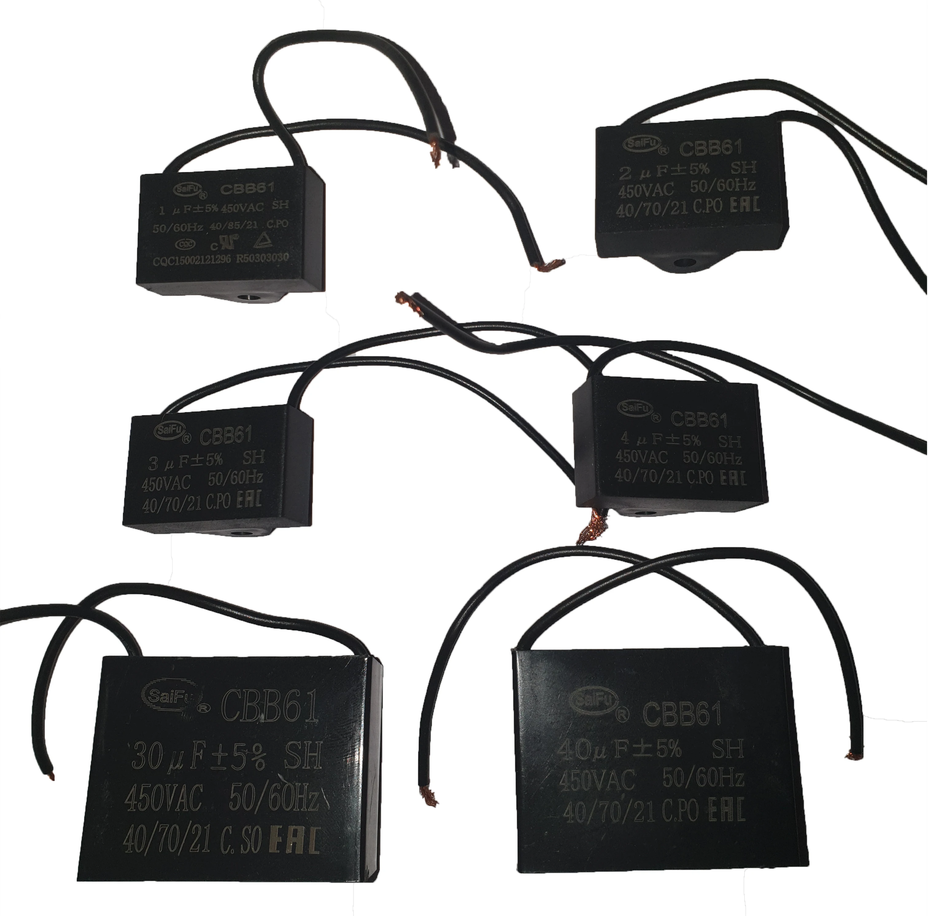 Конденсатор МБГЧ 1 SaiFu CBB61 ±5% SH 450VAC 50/60Hz 40/70/21 C.PO (1 40µF)|Конденсаторы| |