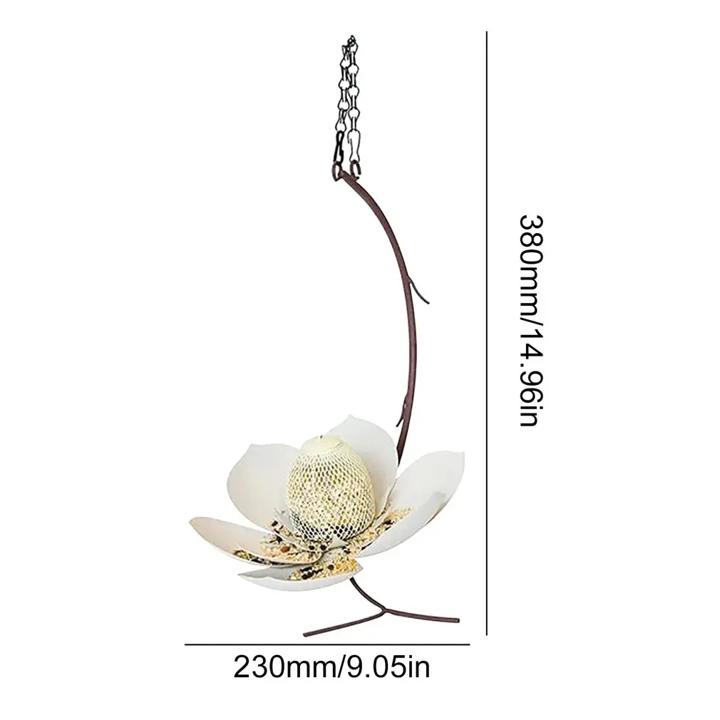 

Wild Bird Feeder Flower Shaped Tray Hanging Metal Bird Feeder Pet Parrots Birds Food Support for Outdoor Patio Garden Decor