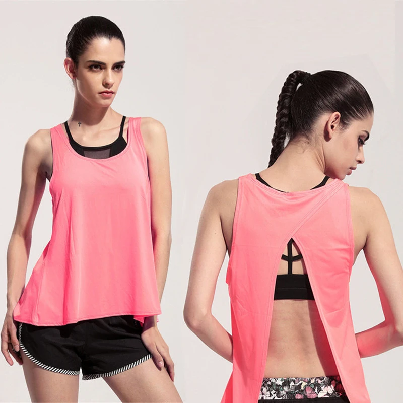 Женские рубашки для йоги VEQKING без рукавов с разрезом сзади футболка фитнеса