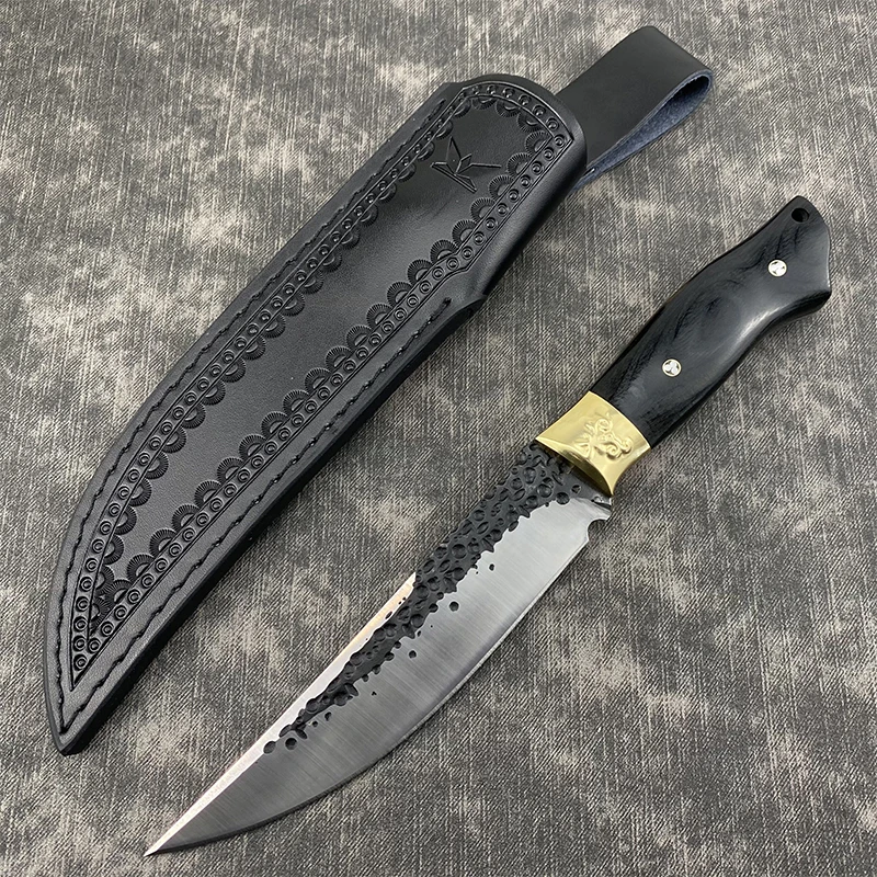 

Outdoor D2 Steel Hunting Straight Knife Camping Forged Fixed Blade Survival Tactical Knife Self-defense EDC Portable Rescue Tool