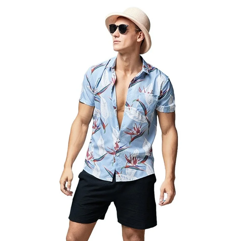 

2021 new men's shirts printed casual shirts short sleeve fashion shirts in stock