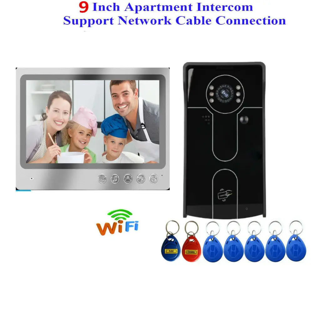 

720P 9 ''WiFi умный IP видеодомофон с водонепроницаемой HD дверной звонок с камерой, поддержка удаленной разблокировки