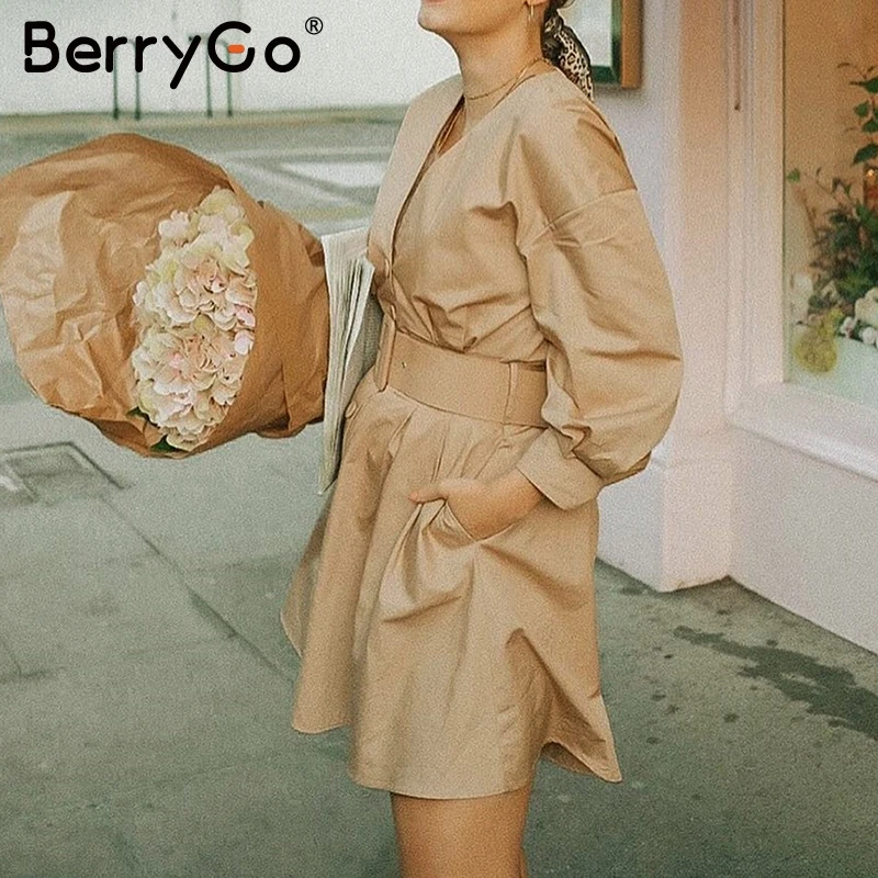 BerryGo элегантное пальто с высокой талией ТРАПЕЦИЕВИДНОЕ однобортное женское