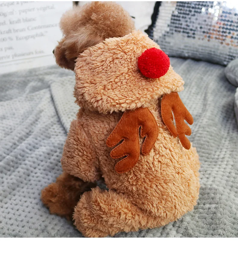 Warm Funny Reindeer Design Pet Cat Costume Windproof Small Cats Hoodie Kitten Dog Clothing Ubrania Dla Kota Hoodies OO50JS | Дом и сад