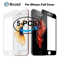 5pcslot full cover tempered glass for iphone 11 pro max screen protector hd glass on iphone 6 6s 7 8 plus x xs max xr 8 7 12