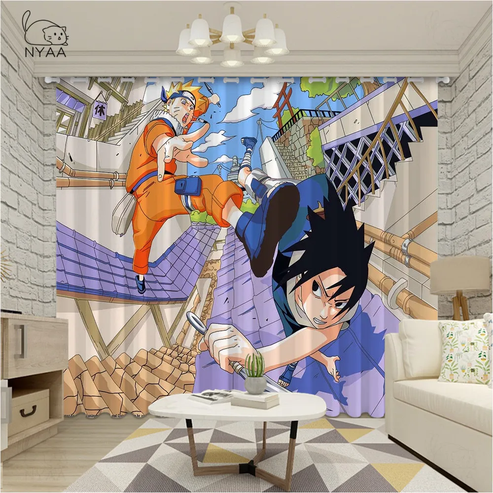 Аниме Uzumaki Naruto полиэстер ткань 3D затемненные шторы для окон Гостиная Спальня