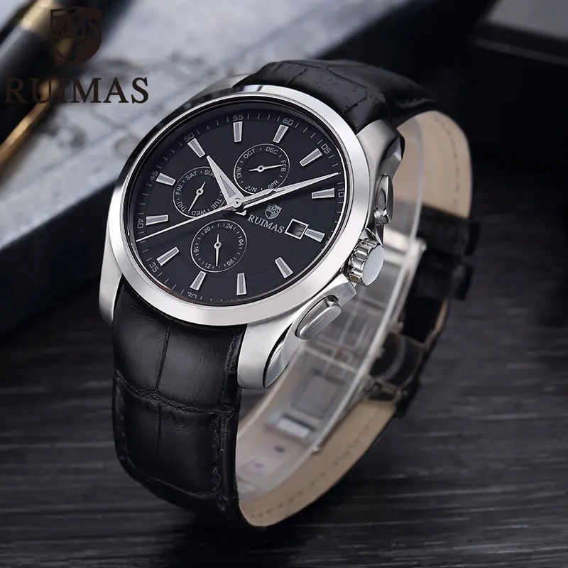Men Watches Automatic Mechanica Ruimasl Top Brand Waterproof Leather Casual Business Wrist watches Relogio Masculino | Наручные часы