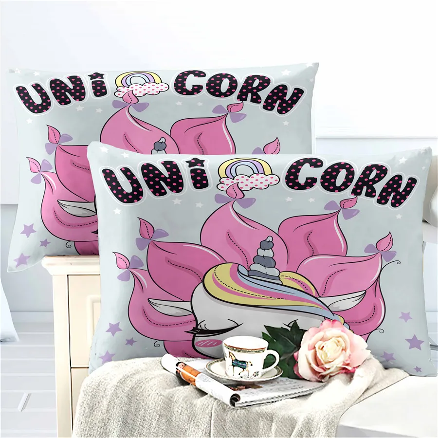 

HELENGILI 3D Bedding Set Unicorn Print Duvet Cover Set Bedcloth with Pillowcase Bed Set Home Textiles #DJS-71