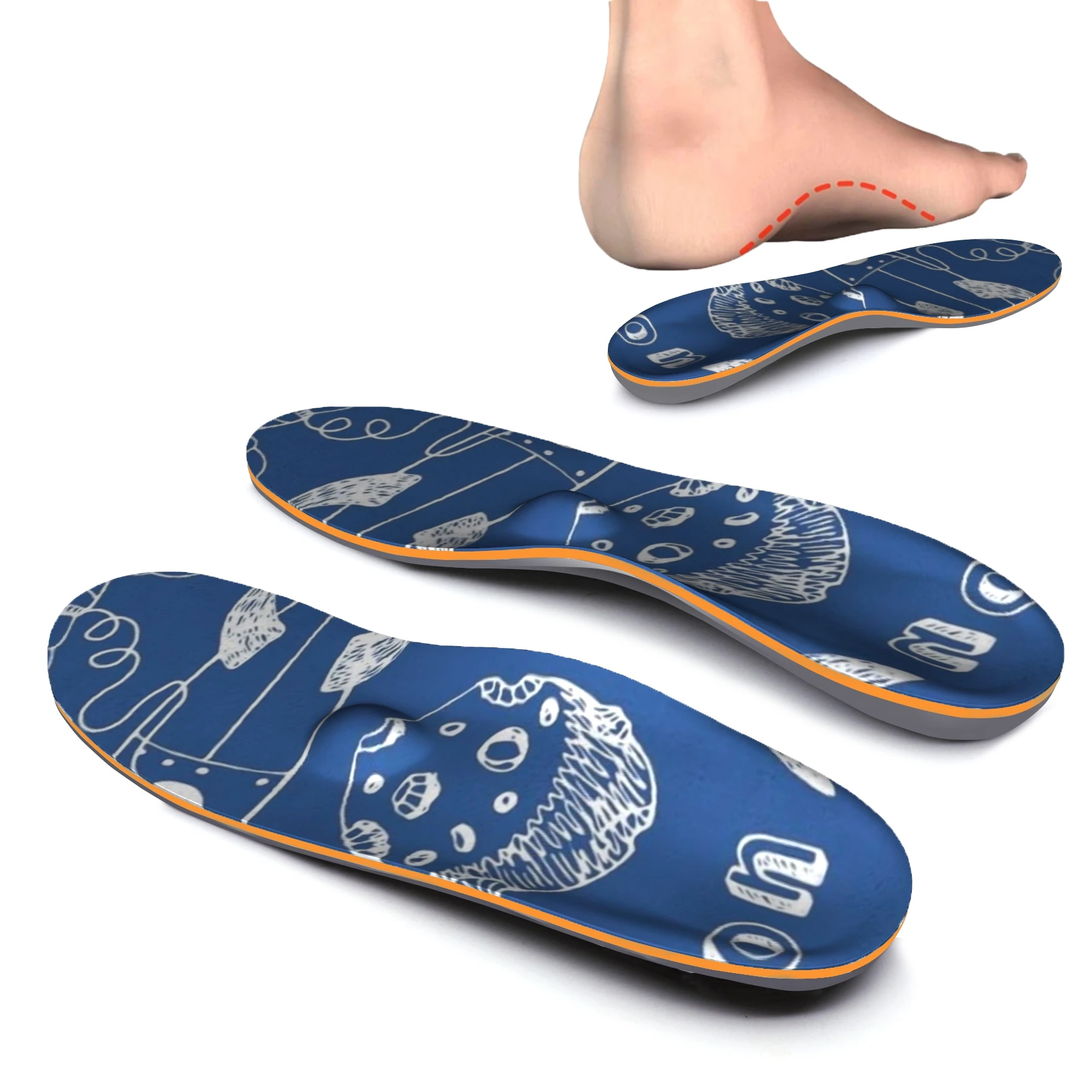

Creative Blue Design Orthotic Arch Support Insert, for Relieve Forefoot Pain, Plantar Fasciitis and Heel Pain Orthopedic Insoles