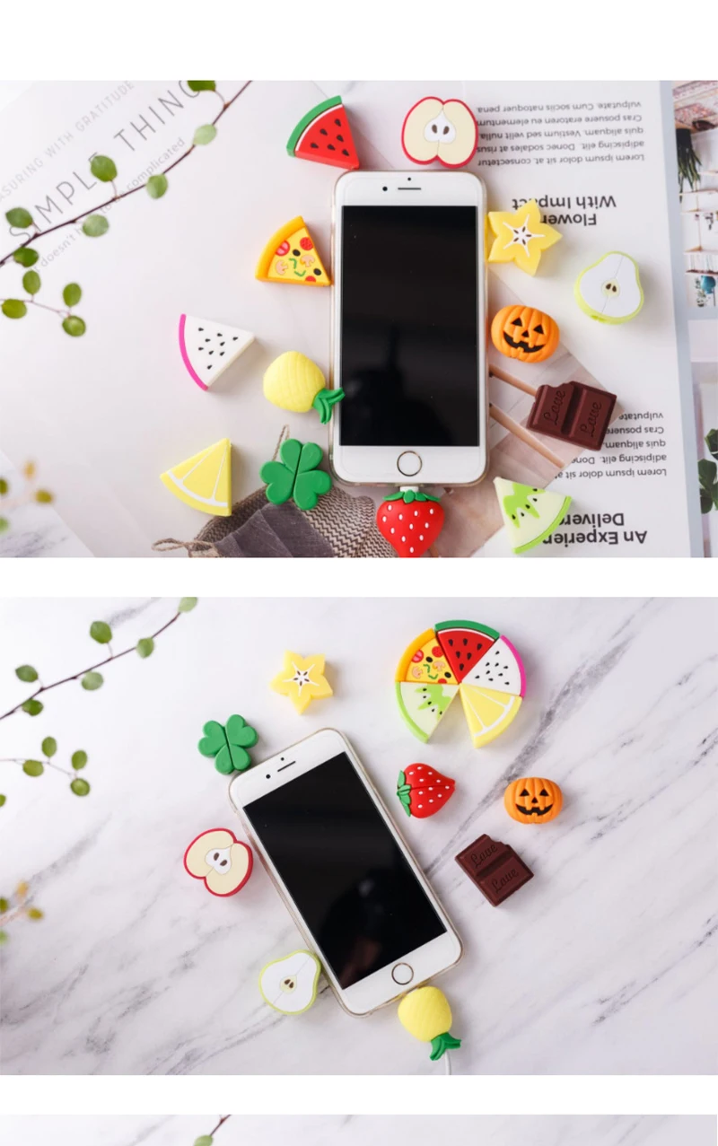Кабель Bite милые фрукты кабель протектор для Iphone Смартфон USB кабель Органайзер зарядное устройство провода Pprotege кабель забавные мягкие игрушки