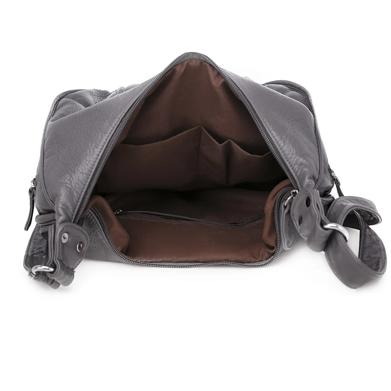 

Women Casual Washed Pu Soft Leather Shoulder Bag Multi-layer Zipper Crossbody Bag Ladies Luxury Designer Handbag and Purse