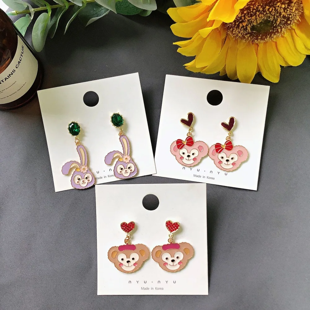 

Linmouge New Cute Animal Cartoon Metal Earrings For Women Simple Zircon Trendy Girl's Party Jewelry Gift Accessories EF118