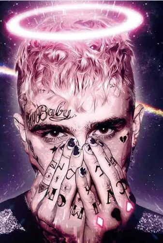 Шелковый постер RIP рэпер Lil Peep настенная живопись 24x36 дюймов|Рисование и