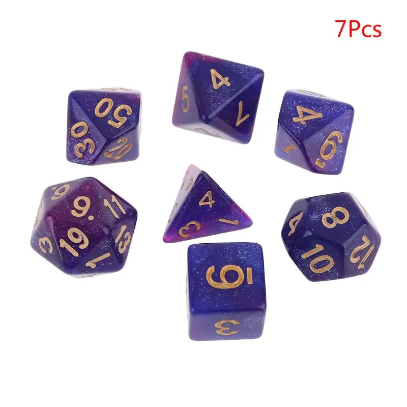 7 шт./компл. двухцветная D4 D6 D8 D10 D12 D20 многогранные кубики числа циферблаты