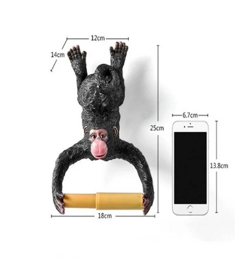 Perchero de papel higi&eacute;nico para ba&ntilde;o, soporte de toalla de resina impermeable, creativo, para colgar en la pared-5