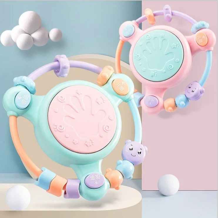 

Baby LED Drum Toys 0-12 Months Rattles Music Early Educational Intelligence Drum Gifts For Babys