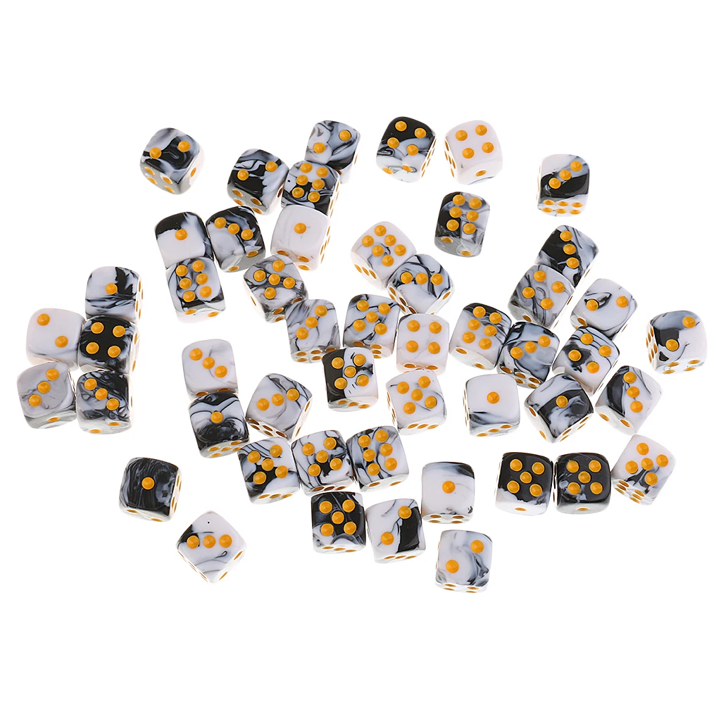 

50Pcs Round Corner Diced Six Sided Die 12mm for Role Playing Game Props Toys