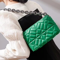 brand design casual women chain shoulder bag soft pu leather purses and handbag green clutch tote bags for women high quality