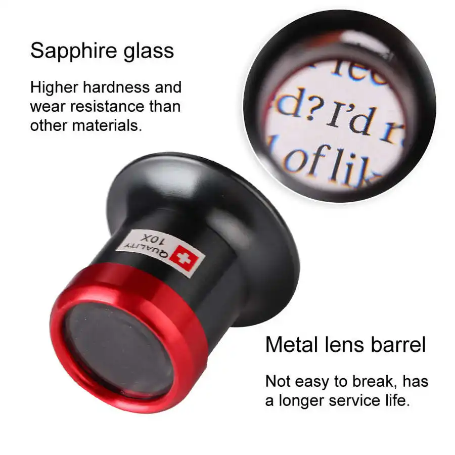 5x 10x Loupe Sapphire Metal Lens Barrel Watchmaker  Magnification Magnifier for Watches To Repair Elderly Reading Books